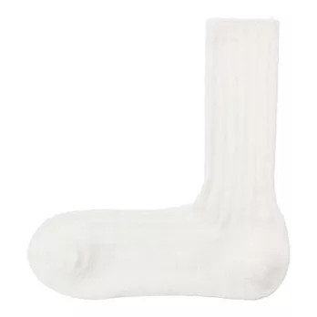 [MUJI無印良品]男祕魯棉混斯拉夫螺紋直角襪柔白25~27cm