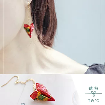 【Hera】赫拉 手工和風摺紙飛機耳環(紅色)