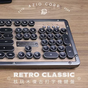 AZIO RETRO CLASSIC ELWOOD 核桃木復古打字機鍵盤(中文版)