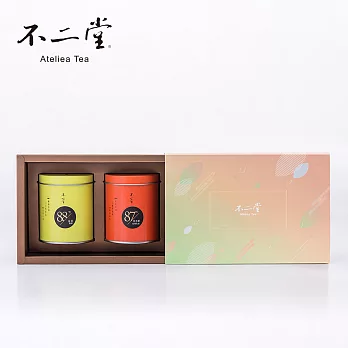 不二堂｜原葉小茶罐2入禮盒(臺北綠茶50g＋老欉紅茶20g)