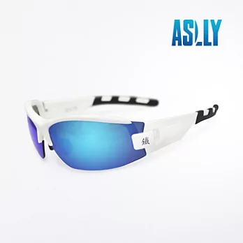 【ASLLY】勁白夜視運動眼鏡/車用眼鏡(白框藍片)