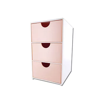 時代良品 三格抽屜收納盒 (小) 粉嫩色系SD-9038-E1 - 粉嫩紅