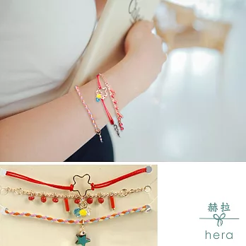 【Hera】赫拉 線條五角星編織三件組手鍊-2色(紅色)