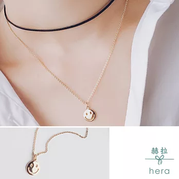 【Hera】赫拉 簍空笑脸吊墜雙層頸鍊/項鍊/ 鎖骨鍊