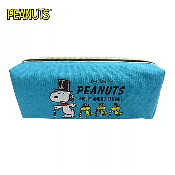 【日本正版授權】史努比 帆布 刺繡 雙層 筆袋/鉛筆盒/化妝包/收納包 Snoopy PEANUTS