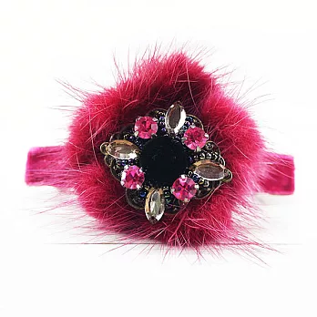 【PinkyPinky Boutique】華麗寶石毛毛髮夾 (短)(紫紅)