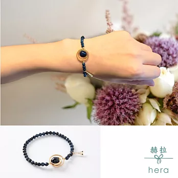 【Hera】赫拉 幾何圓環天然石圓珠鐵塔手串手鍊(深藍色)