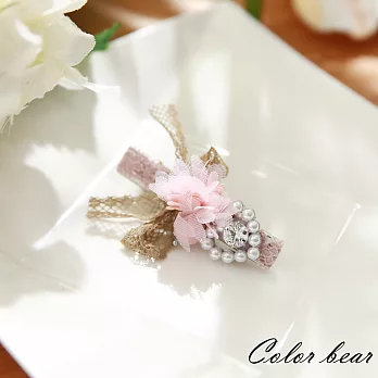 【卡樂熊】優雅夢幻蕾絲花朵造型髮夾(兩色)-粉色