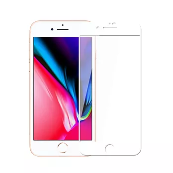 【SHOWHAN】全覆蓋iPhone7 Plus/8Plus (5.5吋)霧面防指紋9H鋼化保護貼 (兩色可選)白色