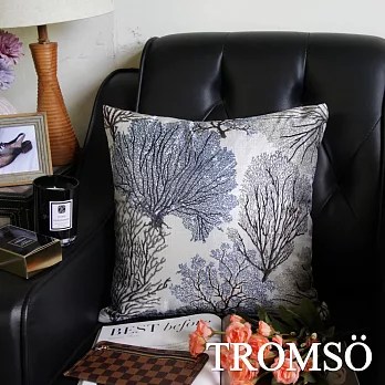 TROMSO-品味英倫棉麻抱枕/絕美珊瑚藍