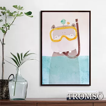 TROMSO北歐時代風尚有框畫-潛水俏河馬40*60cm