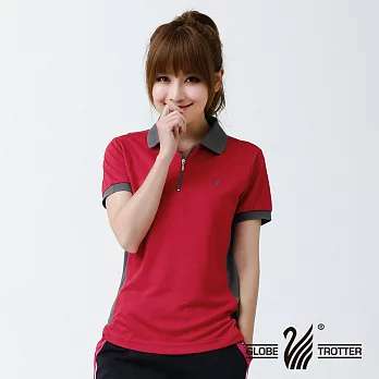 【遊遍天下】MIT台灣製女款抗UV吸濕排汗機能POLO衫L紅色