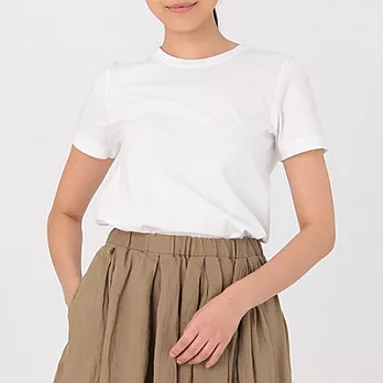 [MUJI無印良品]女有機棉圓領短袖T恤XS白色