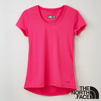 【The North Face】女 抗UV圓領衫S螢光粉