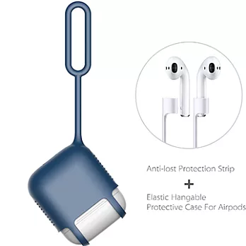 Q彈掌心彈力繩AirPods Apple 藍芽耳機防刮保護套藍色