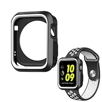 Apple Watch 亮彩流線彈力保護殼38mm (適用Series 2、3代)黑白色