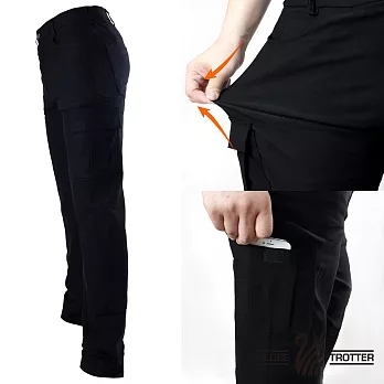 【遊遍天下】台灣製休閒多口袋款修身彈力時尚長褲 M黑色