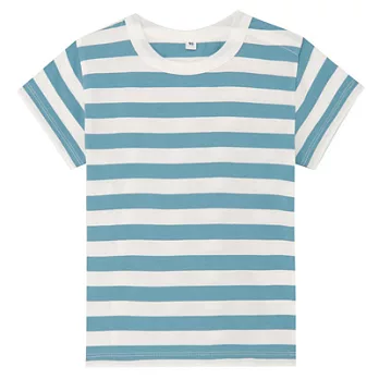 [MUJI無印良品]幼兒有機棉每日兒童服橫紋短袖T恤藍色8080藍色