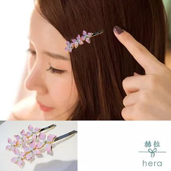 【Hera】赫拉 韓版小清新簡約三朵小花一字邊夾粉紅色
