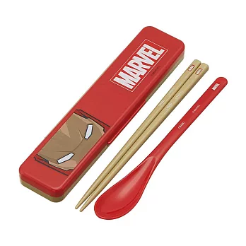 《SKATER》MARVEL漫威英雄日本製筷子湯匙附盒/環保餐具組-鋼鐵人(經典配色)
