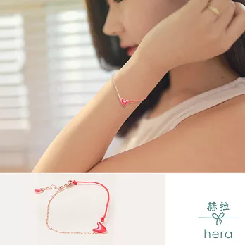 【Hera】赫拉 本命年鈦鋼玫瑰金愛心紅繩手鍊紅色