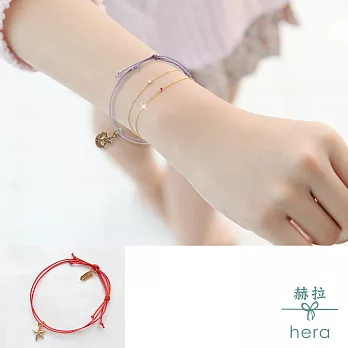 【Hera】赫拉 韓款簡約抽繩款馬卡龍色可愛星球星星月亮手鍊(6款)紅色星星