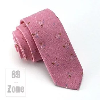 89zone 韓版時尚潮棉麻碎花窄版領帶 211500005粉色