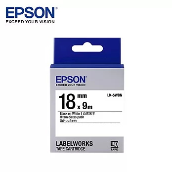 愛普生EPSON LK-5WBN C53S655401標籤帶(一般18mm )白黑