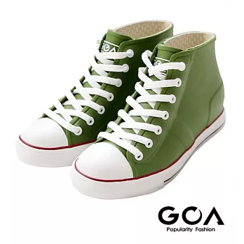 GOA街頭時尚．女款內增高帆布款橡膠雨鞋EU36綠色