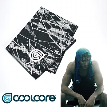 COOLCORE Chill Sport涼感運動巾(印花款) /城市綠洲(涼感、降溫、運動戶外、消暑聖品)黑色刻痕