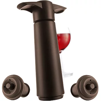 《VACU VIN》Click紅酒抽真空器+2瓶塞組(深棕)