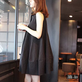 【Jilli~ko】背心燈籠連身裙-F J5955　FREE黑色