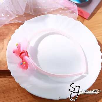【SJ】童心未泯紗蝶結造型髮箍(三色)-粉色