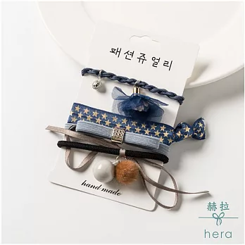 【Hera】赫拉 韓國新款蝴蝶結飄帶流蘇髮繩-4色藍色