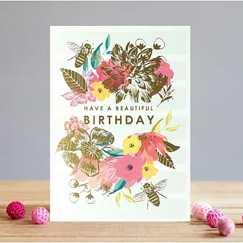 【LOUISE TILER】Beautiful Birthday Bees＃生日卡#花卉＃蜜蜂#英國進口＃GF008