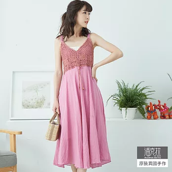【潘克拉】手工編織背心裙-F TM821　FREE粉紅色