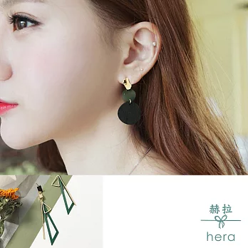 【Hera】赫拉 復古幾何毛球流蘇耳針耳環-3款綠色大三角
