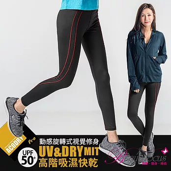 BeautyFocus(女款)R&P螺旋織紋多功能運動健身褲7206紅織線-S