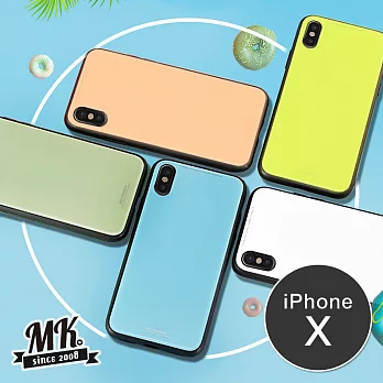 【MK馬克】Apple iPhoneX 馬卡龍玻璃保護殼 彩色手機殼 9H鋼化玻璃背板 現貨 iX (5.8吋)黑色