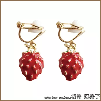 『坂井.亞希子』清新可愛風格草莓造型珍珠耳環耳夾 -短款
