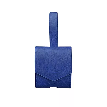 優雅菱格紋設計 AirPods Apple 磁吸式藍牙耳機防刮保護套(附贈藍芽耳機掛繩)藍色