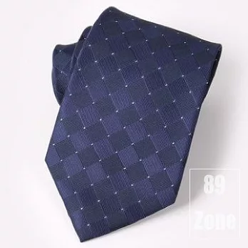 89zone 法式潮男滌絲色織提花格子10cm領帶 2115200002藍色