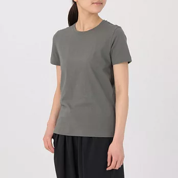 [MUJI無印良品]女有機棉圓領短袖T恤L墨灰