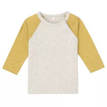 [MUJI無印良品]幼兒有機棉每日兒童服節紗配色八分袖T恤100芥黃
