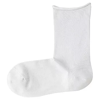 [MUJI無印良品]女棉混足口捲折高密織直角襪淺灰23~25cm