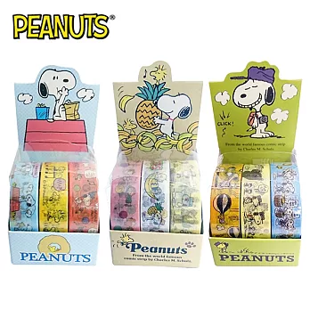 【日本正版授權】史努比 紙膠帶 3入組 1.5cm寬 手帳貼 Snoopy PEANUTS -屋頂款