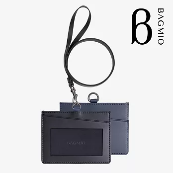 BAGMIO duet 系列牛皮三卡雙色橫式證件套-黑藍