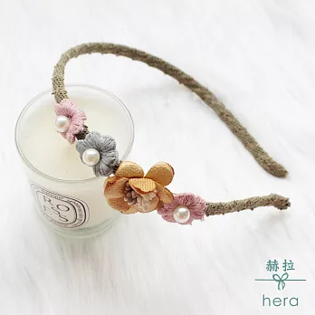 【Hera】赫拉 小仙女花朵珍珠髮箍-4色黃色