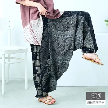 【潘克拉】民族圖騰拼接飛鼠褲-F TM956　FREE黑色