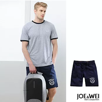 【JOE&WEI】美式印花短棉褲 - M/L/XL　M藍色